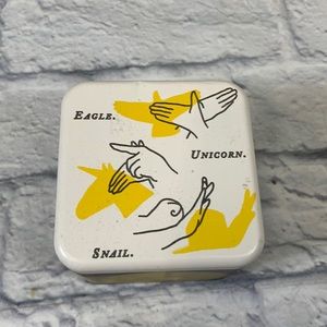 Fossil Square Tin box with lid Eagle unicorn snail Collectible